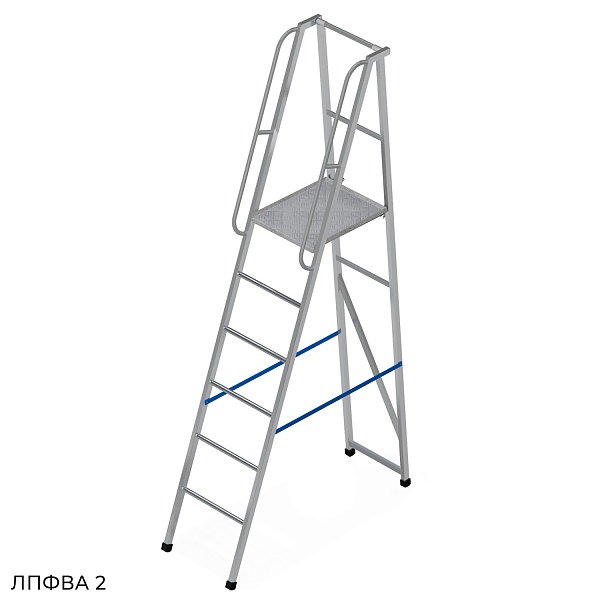 Фото лестница с платформой megal лпфва-2 с резиновыми башмаками на сайте www.kiit.ru в интернет-каталоге КИИТ ☎ +7(800) 707-07-45 Изображение №3