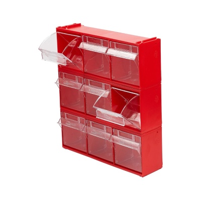 Короб красный Стелла mini 102/3 с тремя откидными прозрачными ящиками. Изображение №6
