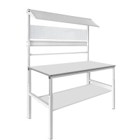 Регулировка высоты столешницы (650–950 мм) и верхнего оснащения (1050–1550 мм).