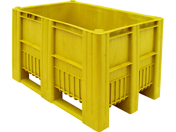 Фото большой желтый контейнер boxpallet 1200х800х740 мм сплошной, неразборный на полозьях на сайте www.kiit.ru в интернет-каталоге КИИТ ☎ +7(800) 707-07-45 Изображение №2