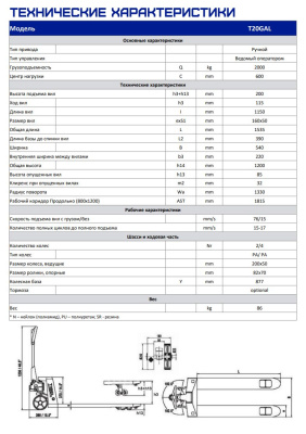 Гидравлическая тележка из нержавеющей стали TISEL TZ20 INOX (2000 кг, 1150 мм). Изображение №3