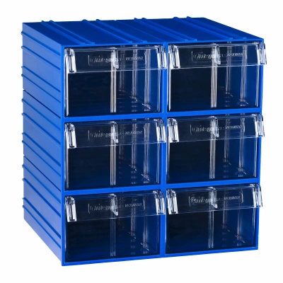Модульная система хранения из коробов С-2-К6-синий-прозрачный (комплект 6 шт.). Изображение №2