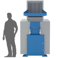 Роторная дробилка PZO-600 DKU для измельчения макулатуры, фанеры, резины, щепы, угля, соломы, ТБО, пластиковых отходов на производстве, складе или в магазине.