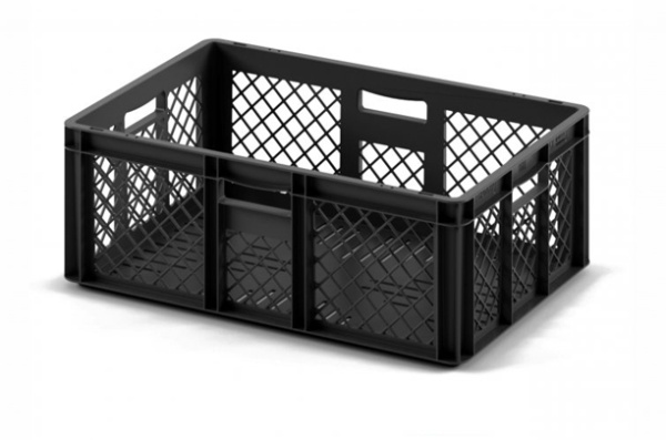 Фото ящик iplast 12.315 600х400х220 мм перфорированный черный на сайте www.kiit.ru в интернет-каталоге КИИТ ☎ +7(800) 707-07-45