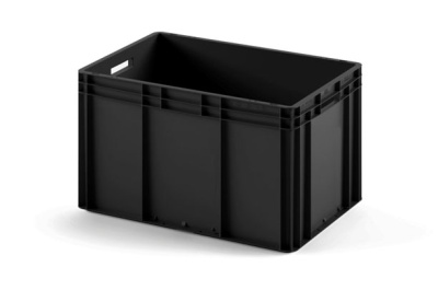 Пластиковый ящик ЕС-6442 12.313 600х400х420 мм черный с усиленным дном. Изображение №1