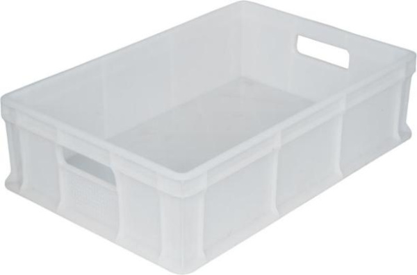 Фото пластиковый ящик 600х400х140 мм сплошной с ручками белый морозостойкий на сайте www.kiit.ru в интернет-каталоге КИИТ ☎ +7(800) 707-07-45