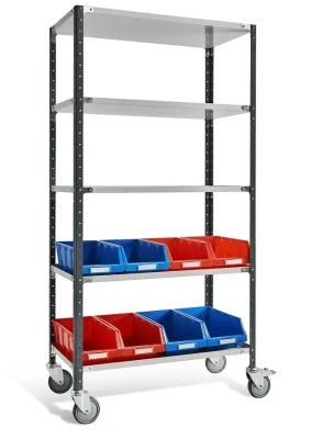 Тележка ДиКом ВЛТ-031 (5 полок, 500 кг, колеса TENTE, RAL 7038/7016). Изображение №2