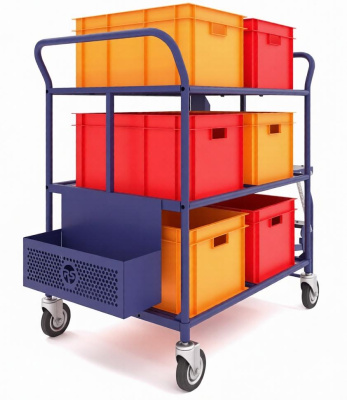 Тележка платформенная для ящиков RUSKLAD ТДЯ | 3 яруса, размеры 660×1055×950 мм. Изображение №1