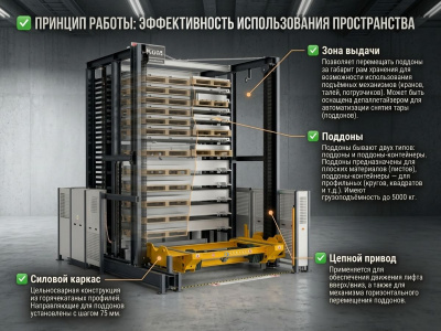 Автоматизированная система хранения ДиКом Лифт H TWIN/MONO (до 300 000 кг, 4000–12 000 мм). Изображение №4