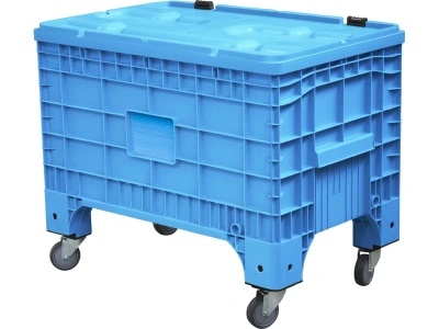Крупногабаритный передвижной контейнер с крышкой на колесах Big Box 1017х636х673 голубой. Изображение №3