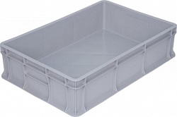 Пластиковый ящик 600х400х120 мм сплошной без ручек серый морозостойкий