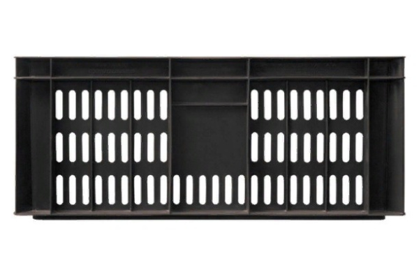 Фото ящик п/э 600х400х250 с перфорацией черный, вес 1,6 кг на сайте www.kiit.ru в интернет-каталоге КИИТ ☎ +7(800) 707-07-45