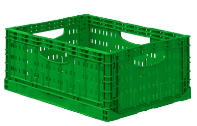 Ящик складной FC-4317 400х300х170 мм iPlast салатовый перфорированный. Изображение №1