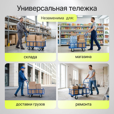 Ручная 4-х колесная платформенная тележка Стелла-техник КПБ-300 125-И с несъемным бортом (600х900). Изображение №6
