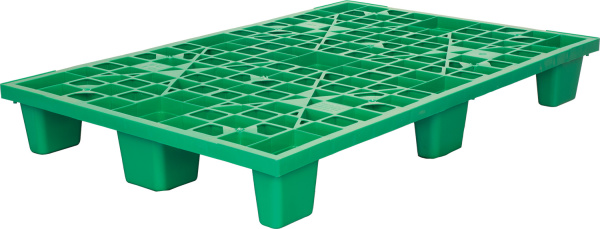 Фото пластиковый поддон на 9 ножках tr 1208 l 1200х800х160 мм перфорированный, зеленый на сайте www.kiit.ru в интернет-каталоге КИИТ ☎ +7(800) 707-07-45
