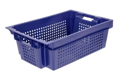 Ящик усиленный п/э 600х400х200 синий. Изображение №1