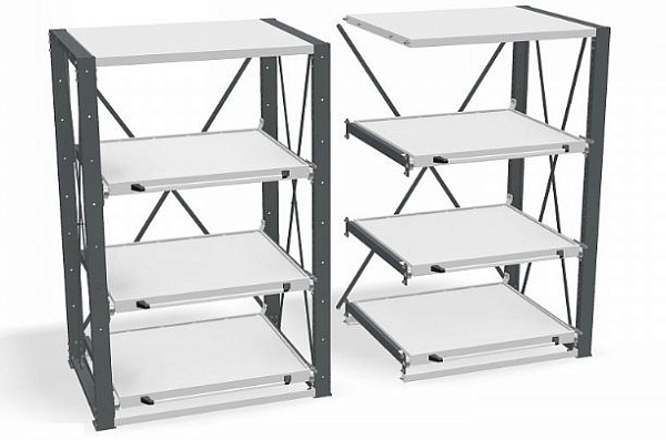 Фото стеллаж с выкатными платформами диком вт-03 на сайте www.kiit.ru в интернет-каталоге КИИТ ☎ +7(800) 707-07-45 Изображение №5