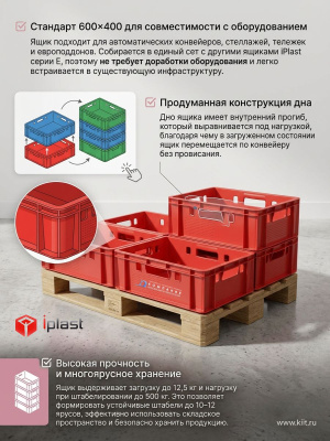 Пластиковый ящик для мяса Iplast E1 12.421 600х400х120 зеленый. Изображение №6