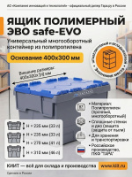 Купить ящик ЭВО 400x300x235 | Полипропилен, для склада и производства, вкладываемый