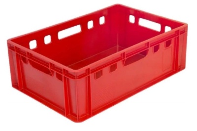 Ящик п/э 600х400х200 сплошной Е2 красный, гладкое дно. Изображение №1