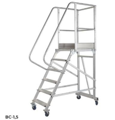 Лестница с платформой на колесах Megal ВС-1,5 -  высота площадки 1,5 м, нагрузка 150 кг. Изображение №10
