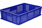 Пластиковый ящик 600х400х180 мм сплошное дно без ручек синий
