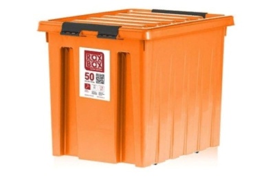 Оранжевый ящик Rox Box 50 литров с крышкой и клипсами . Изображение №1