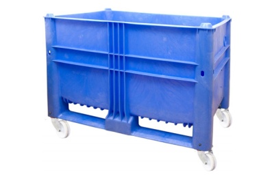 Контейнер BoxPallet 11-080-ТН-WA (вар.1) 1200х800х900 мм сплошной на колёсах синий. Изображение №1