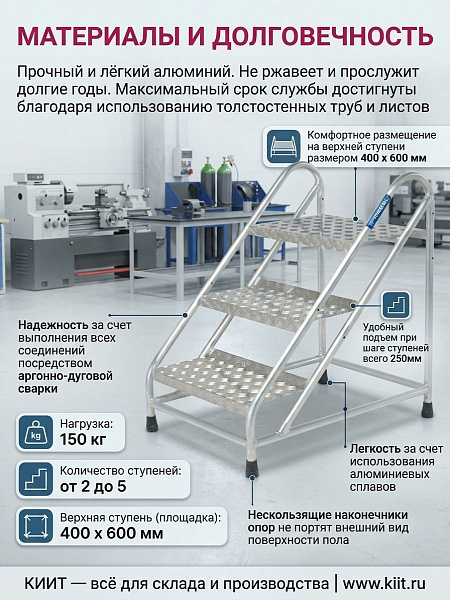 Фото монтажная подставка megal (тип 2) 3 ступени с двумя поручнями на сайте www.kiit.ru в интернет-каталоге КИИТ ☎ +7(800) 707-07-45 Изображение №4