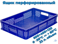 Фото пластиковый ящик 600х400х120 мм перфорированный с ручками синий морозостойкий на сайте www.kiit.ru в интернет-каталоге КИИТ ☎ +7(800) 707-07-45 Изображение №3