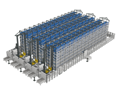 Автоматизированный кран-штабелер для паллет с 1 комплектом телескопических вил. Изображение №3