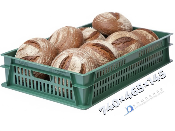 Ящик перфорированный 740×465×145, арт.: 404-Т, объём 39, зелёный, код: 22381 купить в КИИТ