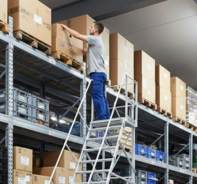 Вышка-стремянка на колесах Megal ВС2-5,0 (высота площадки 5 м, рабочая высота 7 м, 800x860 мм). Изображение №5