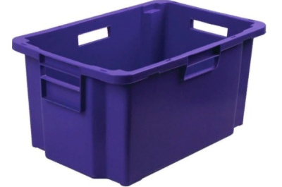 Ящик п/э мясной 600х400х300 сплош. синий. Изображение №1