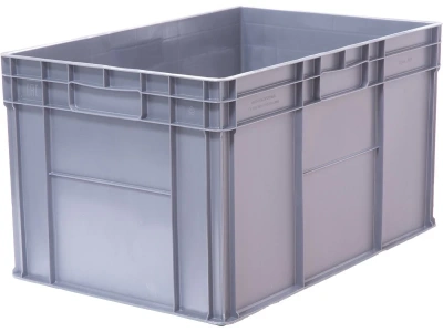 Ящик пластиковый сплошной 600x400x340 мм (дно усиленное, 4 закрытые ручки). Изображение №2