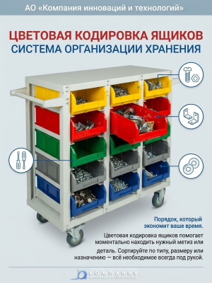 Передвижная тележка с ящиками Стелла-техник V3-15-125-И (350 кг, 15 ячеек, 810х660х905 мм). Изображение №3