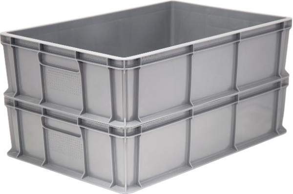 Фото пластиковый ящик 600х400х180 мм сплошной без ручек серый морозостойкий на сайте www.kiit.ru в интернет-каталоге КИИТ ☎ +7(800) 707-07-45