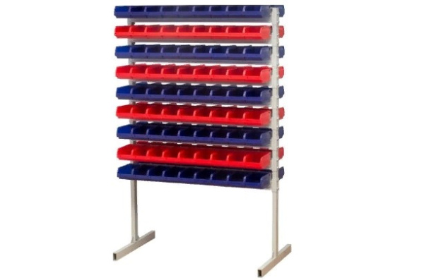 Фото стойка двухсторонняя 1500 стеллаж с ящиками 162 шт на сайте www.kiit.ru в интернет-каталоге КИИТ ☎ +7(800) 707-07-45