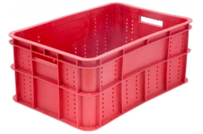 Ящик п/э колбасный 600х400х258 красный вес 3,2 кг. Изображение №1