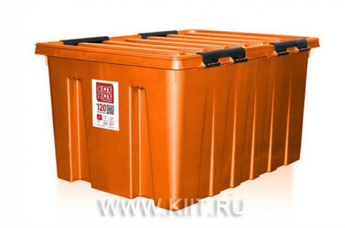 Оранжевый ящик Rox Box 120 литров с крышкой и клипсами 