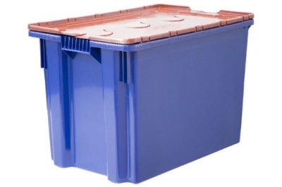 Ящик Futura Zip Safe PRO 600х400х400 сплошной синий с оранжевой крышкой. Изображение №1