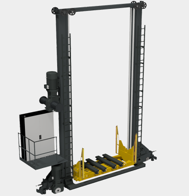 Автоматический кран-штабелер для поддонов с 2 комплектами телескопических вил. Изображение №1