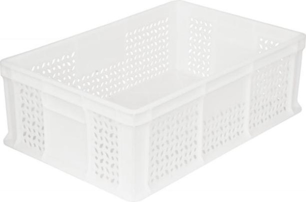 Фото пластиковый ящик 600х400х180 мм перфорированный без ручек белый морозостойкий на сайте www.kiit.ru в интернет-каталоге КИИТ ☎ +7(800) 707-07-45