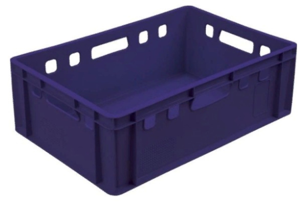 Фото ящик п/э 600х400х200 сплошной е2 синий на сайте www.kiit.ru в интернет-каталоге КИИТ ☎ +7(800) 707-07-45