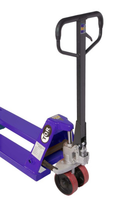 Низкопрофильная гидравлическая тележка TOR RHP 2500 кг 1150 мм полиуретановые колеса. Изображение №3