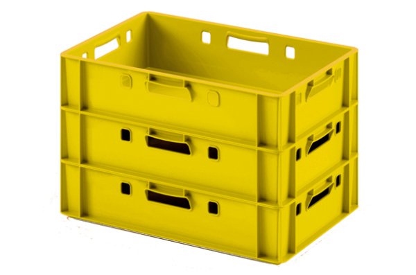 Фото пластиковый ящик для мяса iplast e1 12.421 600х400х120 желтый на сайте www.kiit.ru в интернет-каталоге КИИТ ☎ +7(800) 707-07-45
