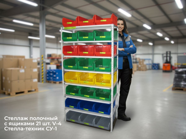 Стеллаж полочный с ящиками Стелла-техник СУ-1