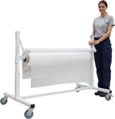 Стойка упаковочная для рулонных материалов GRESSON СРМ-1200 (1200 мм, на колесах, с прижимной планкой). Изображение №1