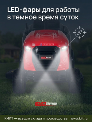 Садовый трактор (газонокосилка с сиденьем) EVOline TRG 107 CH (двигатель Loncin 13,6 л.с., гидростатическая трансмиссия, ширина кошения 107 см). Изображение №3