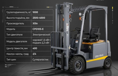 Погрузчик электрический трехопорный XILIN 1,0 т 3,5 м CPD10S-E сайдшифт. Изображение №1